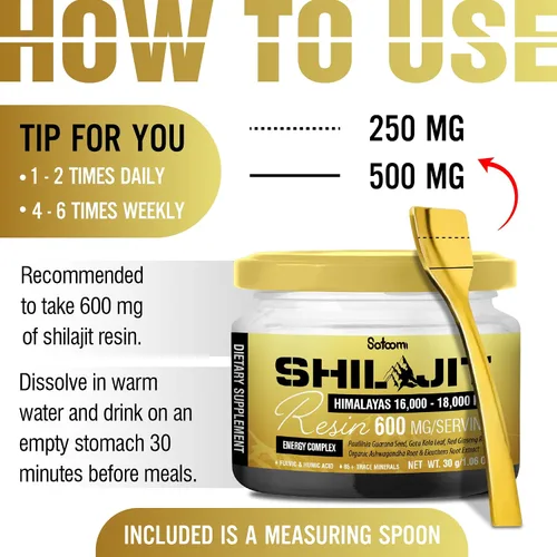 Miniatura 4 de Satoomi Shilajit - Resina orgánica del Himalaya - Suplemento Shilajit de 1.06 oz con más de 85 minerales traza, Paullinia Guaraná, Gotu Kola y más