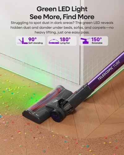 Miniatura 6 de AlloyMove Aspiradora inalámbrica de 45 KPA, hasta 60 minutos de tiempo de funcionamiento, aspiradora de succión ligera y potente para el hogar, 3