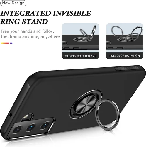 Miniatura 4 de para Samsung Galaxy S22 Plus - Paquete de 2 fundas de TPU autorreparables con soporte invisible (negro)