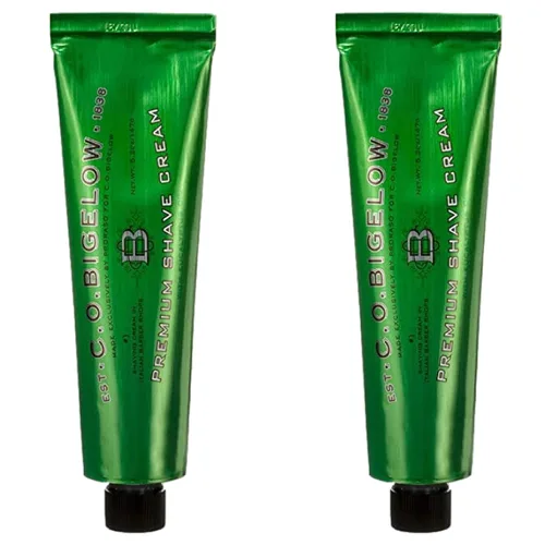 C.O. Bigelow Crema de afeitar, paquete de 2 unidades de 5.2 onzas de crema de afeitar para hombre con aceite de eucalipto para pieles sensibles y