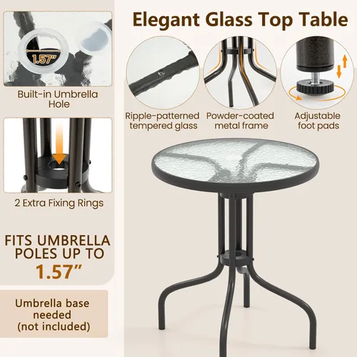 Miniatura 4 de S AFSTAR Juego de 3 piezas de bistró, juego de muebles de patio para exteriores, balcón, jardín, mesa redonda para exteriores de 28 pulgadas de alto
