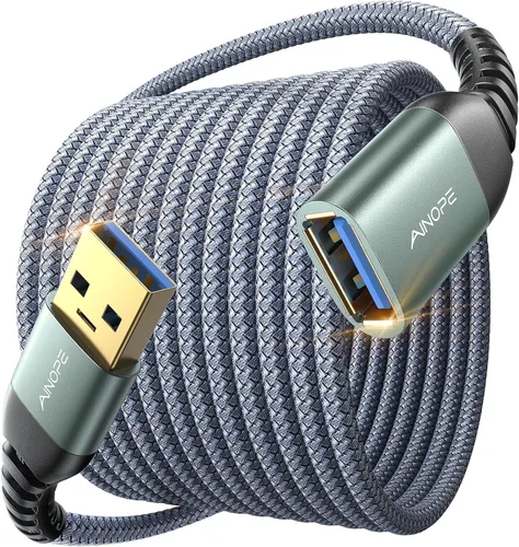 AINOPE Cable de extensión USB, extensor USB, cable de extensión USB 3.0, cable macho a hembra, cable de alta transferencia de datos compatible con