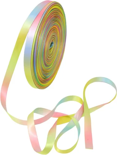 Miniatura 8 de Honbay Cinta de satén colorida de doble cara de 50 yardas, cinta de poliéster con estampado de arco iris degradado para ropa de bricolaje