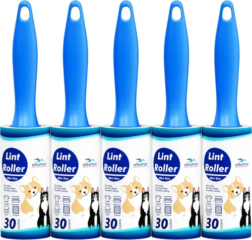 Mini rodillos de pelusa extra pegajosos para viajes, 150 hojas de tamaño pequeño portátiles para eliminación de pelusa para mascotas y recogida de