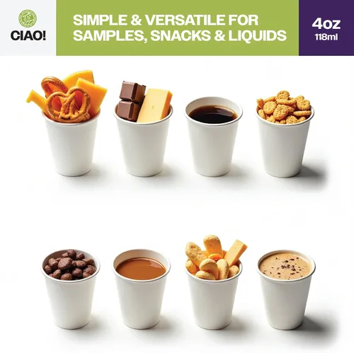 Miniatura 6 de CIAO! Taza de papel blanco desechable de 4 onzas, 63 mm de diámetro, 2,000