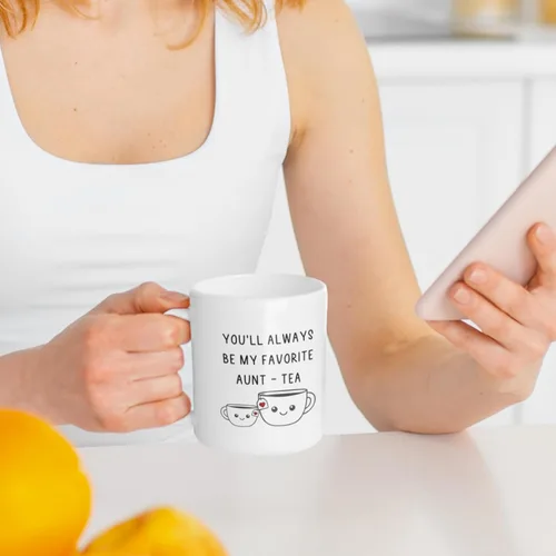 Miniatura 8 de Regalos de Navidad para tía, taza de té de mi tía favorita, taza divertida de la mejor tía de 11oz - Perfecta para cumpleaños, Navidad para tía