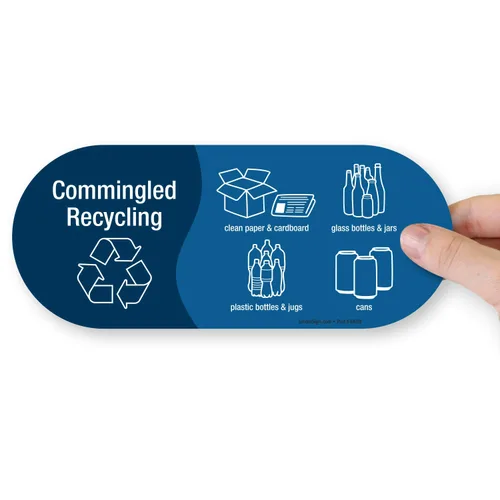 SmartSign Paquete de 4 etiquetas adhesivas de 3.75 x 9 pulgadas con símbolos, poliéster laminado de 5 mil con adhesivo SuperStick, azul y blanco,