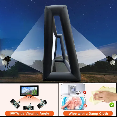 Miniatura 7 de Pantalla de proyector inflable para exteriores de 33 pies, pantalla de cine inflable para exteriores con soplador de aire, fácil de instalar