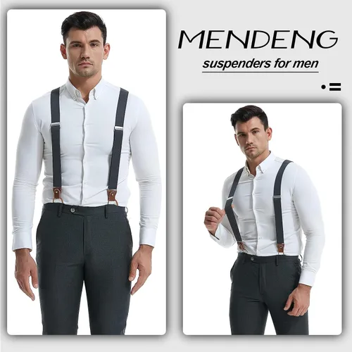 Miniatura 5 de MENDENG Tirantes de gancho giratorio de bronce vintage con 4 tirantes ajustables para hombre