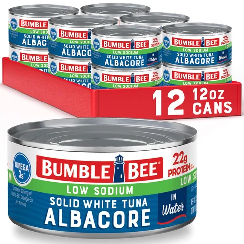 Miniatura 24 de Bumble Bee - Atún blanco sólido en aceite, lata de 12 onzas, atún capturado en estado salvaje, 0.74 oz de proteína por porción, alto en omega-3, sin