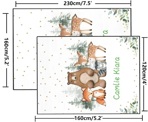 Miniatura 3 de Woodland Bear Fox Deer - Alfombra personalizada de fibra de poliéster antideslizante para decoración del hogar, alfombra personalizada