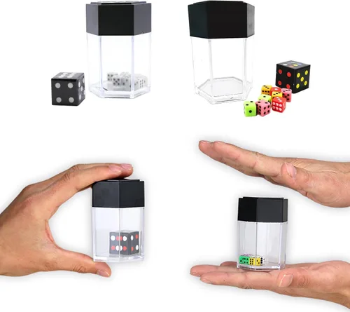 sumrica Juego de dados mágicos explosivos (paquete de 2, 1 unidad negra y 1 pieza de color: dados que cambian de color para niños, trucos mágicos de