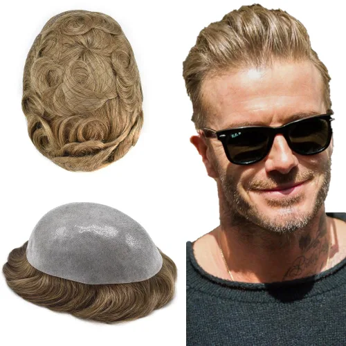 Miniatura 27 de Hair Nature - Tupé para hombres, sistema de repuesto de piezas de cabello humano, unidades de pelo negro con bucle en V de piel fina, 100% cabello
