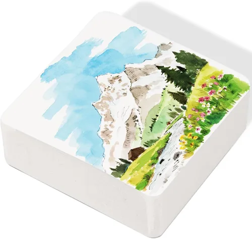 Miniatura 7 de Lightwish 60 hojas de mini cuaderno de bocetos de acuarela de 2.6 x 2.6 pulgadas, prensa caliente de 300 gsm/140 libras, cuaderno de pintura