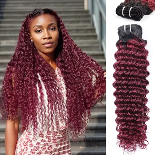Miniatura 31 de Manojos de cabello humano ondulado profundo de 12, 14, 16 pulgadas, paquetes de ondas de agua, 100% sin procesar, 10A, cabello humano virgen