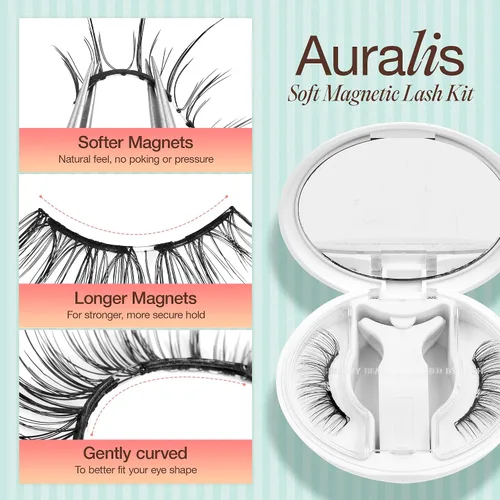 Miniatura 3 de LASHVIEW Kit de pestañas magnéticas suaves, aspecto natural con imanes ultradelgados de 0.17mm, pestañas cómodas sin pegamento con aplicador