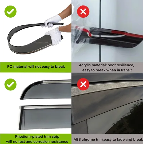 Miniatura 4 de Accesorios Chevy Equinox 2025-2026 – Viseras de ventana (no EV), protectores de ventilación / lluvia con cinta de canal exterior, policarbonato