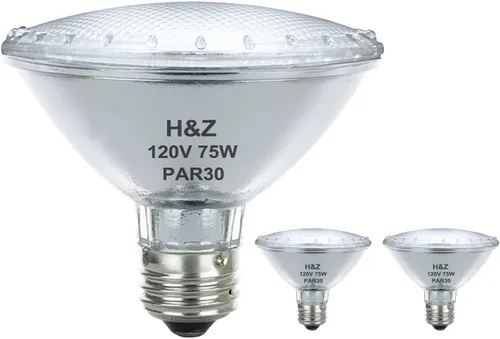 Miniatura 12 de H&Z Cuello corto Par30, paquete de 6 paquetes de halógeno Par30s de alta salida 39 W 120 V, Par30 regulable blanco cálido 3000 K, 39 W Par30 luz