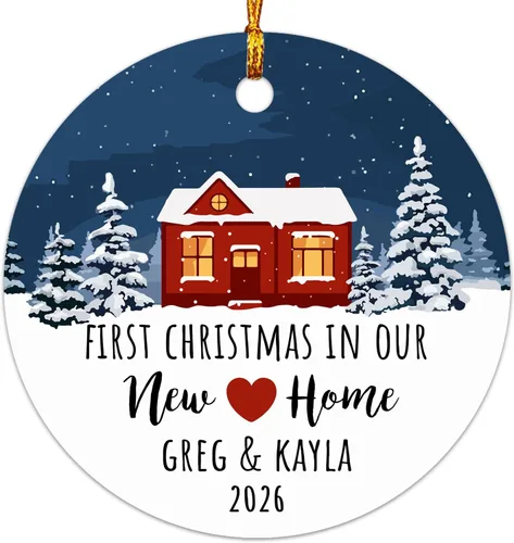Miniatura 10 de Adorno personalizable con texto en inglés «Our First Christmas As Mr. & Mrs. 2026», adorno personalizado para el Sr. y la Sra. Nombre, primera