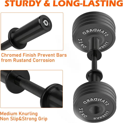 Miniatura 3 de Pair of 16" Olympic Dumbbell Handles – Loadable Dumbbell Bars for 2" Olympic Weight Plates (150LBS Weight Capacity), Ideal for Home Gym Strength