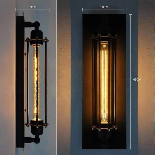 Miniatura 3 de Luces de pared industriales de metal negro vintage hierro luz de lavado geométrico retro accesorio de iluminación para almacén porche entrada