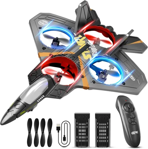 4DRC V17 Aviones de control remoto de espuma Rc para niños y adultos de 4 a 7 y de 8 a 16 años, aviones de combate a control remoto con luz, avión