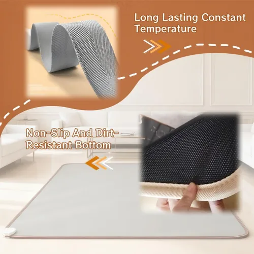 Miniatura 6 de Heated Area Rug, Infrared Radiant Floor Heater with Adjustable Temperature 12 Hour Timer, Electric Heated Area Rug, Great for Office, Home, Light