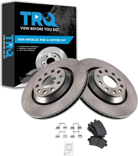 Miniatura 116 de TRQ Juego de pastillas de freno semimetálicas traseras y rotores compatibles con Chevrolet Trailblazer 02-06 Trailblazer EXT 04-06 SSR 02-07 GMC