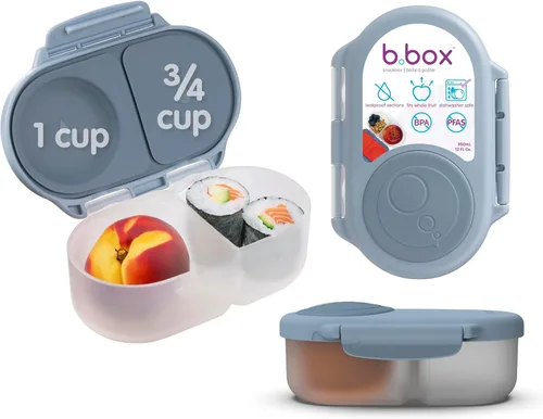 Miniatura 13 de b.box Batman Snack Box - Recipientes a prueba de fugas de 2 compartimentos para niños, mini caja Bento para niños y niños pequeños, contenedores