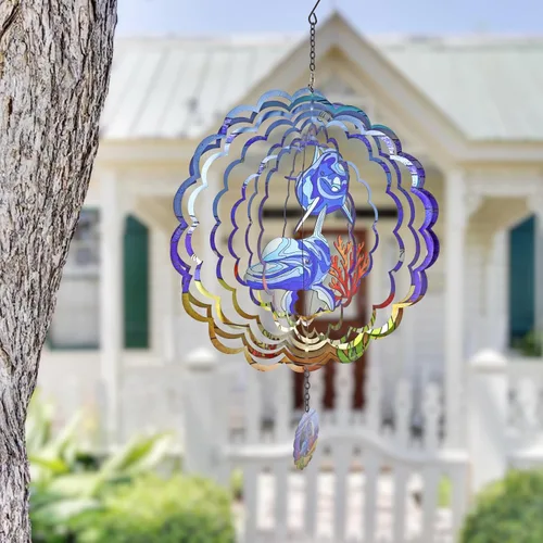 Miniatura 4 de Ballena 3D Giradisco Cinético Arte de Metal Colgante Giradisco de Viento Decoración al Aire Libre Adornos Oceánicos Decoración para Patio y Jardín