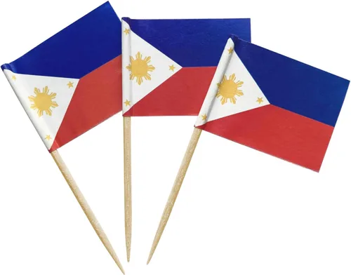 Miniatura 20 de 100 piezas Bandera de Costa Rica Bandera pequeña de Costa Rica con palillo de dientes Decoración Mini Toppers para cupcakes y brochetas para cóctel
