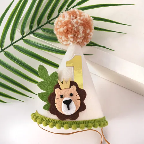 Miniatura 6 de Corona de primer cumpleaños con temática de león - Wild One Jungle Safari Decoración para niños