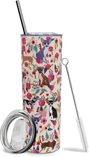 Miniatura 27 de Dachshund - Vaso de viaje aislado de acero inoxidable de 20 onzas con asa y pajilla, regalo para mujer, para el Día de la Madre, a prueba de fugas