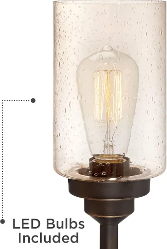 Miniatura 3 de Franklin Iron Works Libby - Lámpara de mesa moderna industrial rústica de 30 pulgadas de alto, tamaño completo, metal de bronce, 3 luces LED