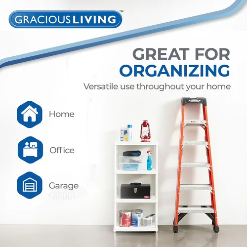 Miniatura 5 de Gracious Living Estantería sólida, fácil de montar, color blanco (paquete de 2)