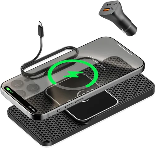 Cargador magnético inalámbrico para automóvil, 15 W para cargador MagSafe antideslizante tipo C con 40 W, para iPhone 17, cargador inalámbrico,