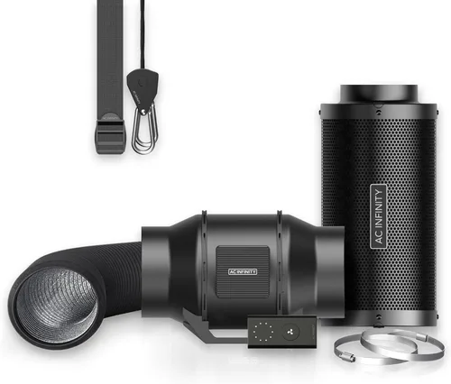 Miniatura 10 de AC Infinity CLOUDLINE LITE - Kit de filtración de aire de 4 pulgadas, ventilador en línea y filtro de carbono, sistema de refrigeración