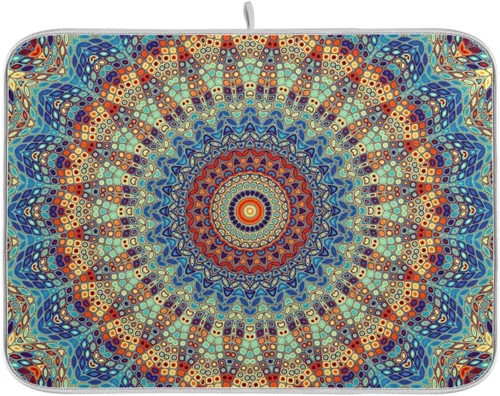 Miniatura 29 de Tapete de Secado de Platos de Florero de Girasoles Otoñales para Encimera de Cocina, Tapete de Secado de Hojas de Arce y Calabaza Otoñal de 16 x 18