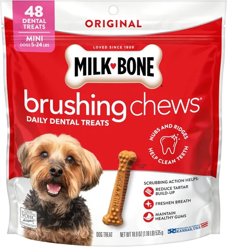 Miniatura 20 de Milk-Bone Original Masticables para Cepillar, 35 Golosinas Dentales Diarias para Perros de Tamaño Pequeño/Mediano, Acción de Frotamiento Ayuda a