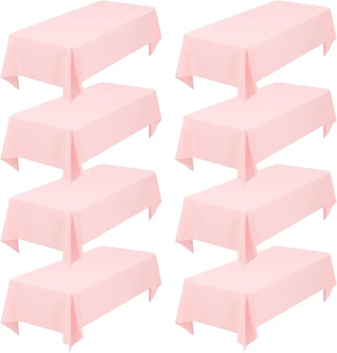 Miniatura 33 de Showgeous Paquete de 4 manteles rectangulares de poliéster de 60 x 102 pulgadas, resistentes a las arrugas, lavables, para bodas, mesas de comedor