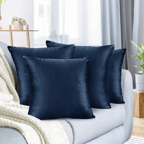 Nestl - Juego de 4 fundas de cojín de terciopelo decorativas y acogedoras, fundas de cojín suaves y lisas de 24 x 24 pulgadas para sofá, cama y