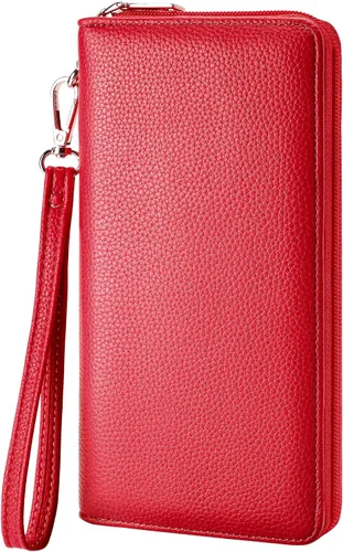 Miniatura 38 de Chelmon - Monedero para mujer de cuero genuino con bloqueo de señal RFID, para tarjetas de crédito