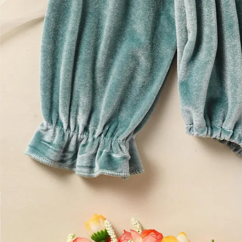 Miniatura 41 de GRNSHTS Ropa de primer cumpleaños para niña de terciopelo de un año de edad, mameluco de manga larga + diadema, 2 piezas de trajes de pastel