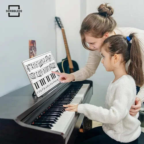 Miniatura 7 de SCRIBBLEDO Pizarra blanca de borrado en seco de 11 x 14 pulgadas, portátil, duradera, portátil, de doble cara, para niños, estudiantes, músicos
