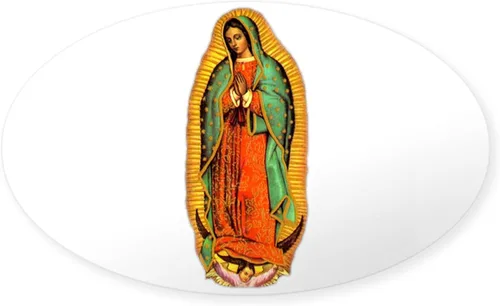 Miniatura 6 de CafePress - Adhesivo ovalado de la Virgen María de Fátima - Adhesivo ovalado para parachoques de coche Blanco - Pegatina Ovalada Virgen María Fátima