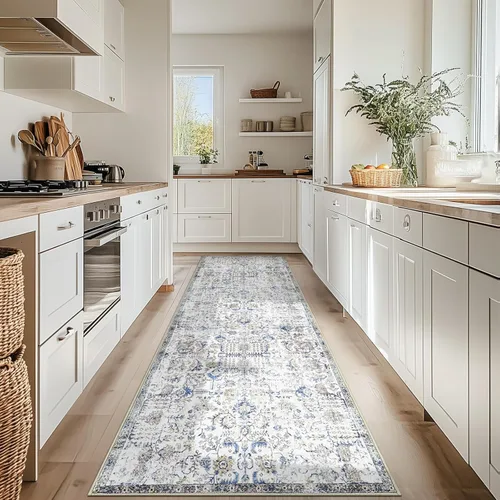 Miniatura 2 de jinchan Kalen Runner Alfombra 3x10 Lavable Alfombra de Pasillo Vintage Interior Delgada Retro Cubierta de Piso Floral Country Ligera Antideslizante