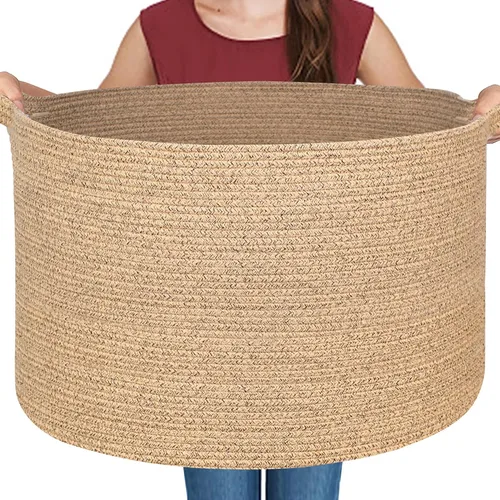 Miniatura 28 de MEGASKET Cesta grande de manta negra, 22 x 22 x 14 pulgadas, contenedor de cuerda tejida para almacenamiento, caja de almacenamiento de juguetes