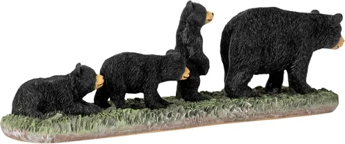 Miniatura 2 de Black Mama Bear and Cubs - Figura de mesa de resina de 11 x 3