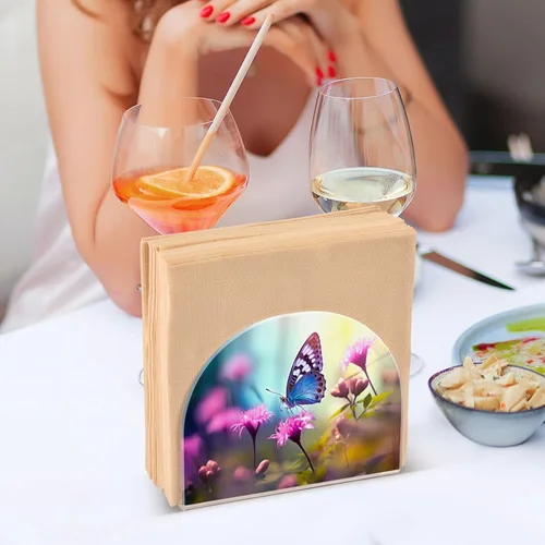Miniatura 7 de Napkin Holder Butterfly Flowers Napkin Holders for Tables, Clear Acrylic Napkin Holders Cocktail Napkin Holder for Kitchen Restaurant Bar Home Decor