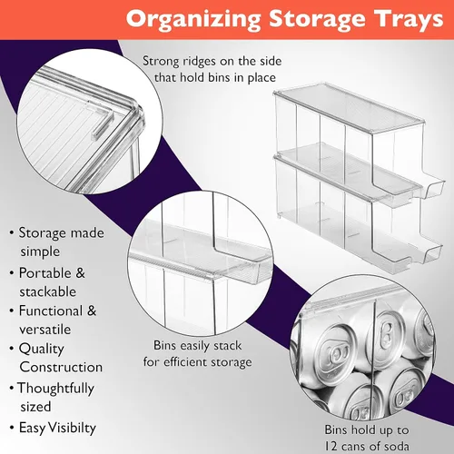 Miniatura 4 de Organizador de latas de refresco ClearSpace y dispensador de latas de refresco para refrigerador - Organizador de nevera y organizador apilable